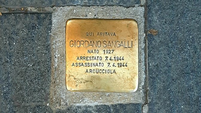 Pietra d'inciampo in memoria di Giordano Sangalli