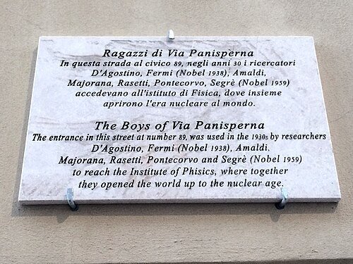 Boys of Via Panisperna Commemorative Plaque