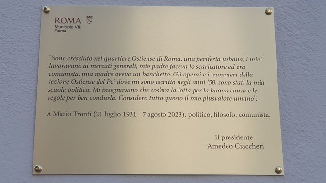 Mario Tronti - targa