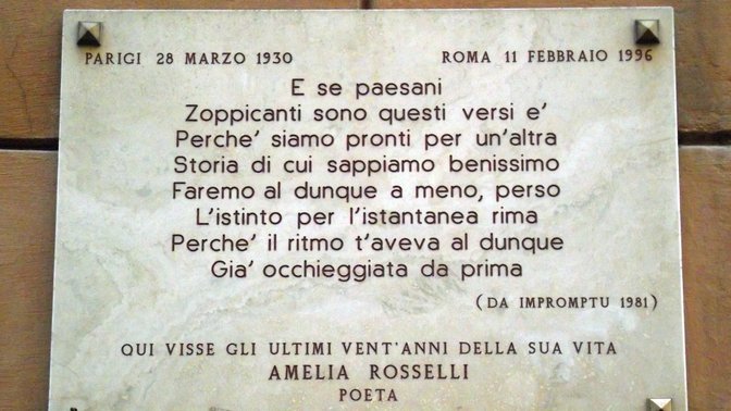 Targa commemorativa - Amelia Rosselli